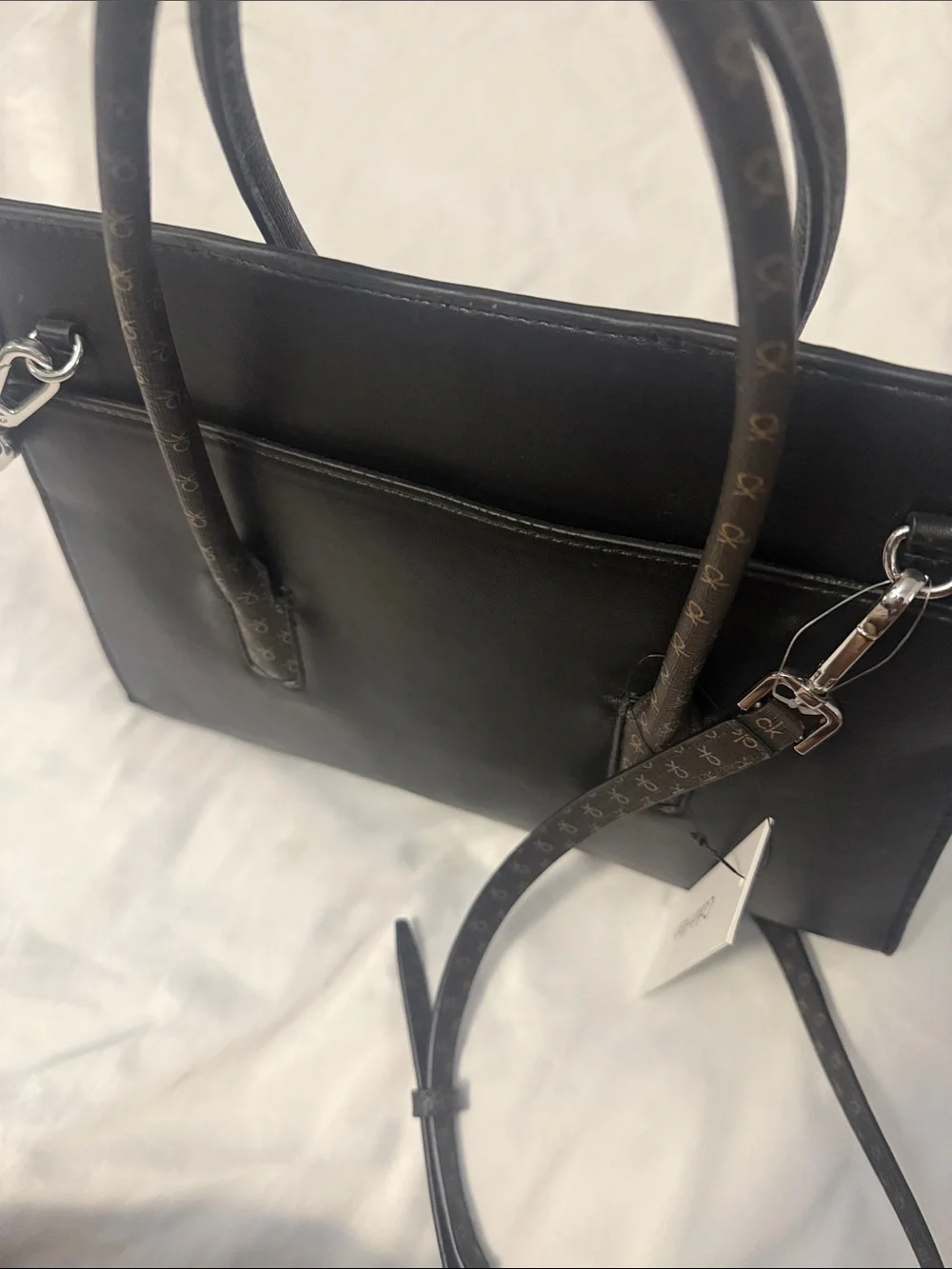 Calvin Klein Black Satchel with CK Logo Plaque